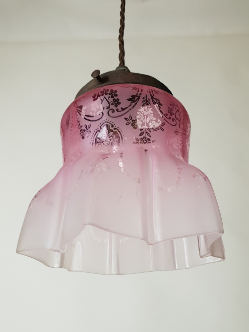 Cranberry Ceiling Light with Distressed Gallery, Rewired  View IX