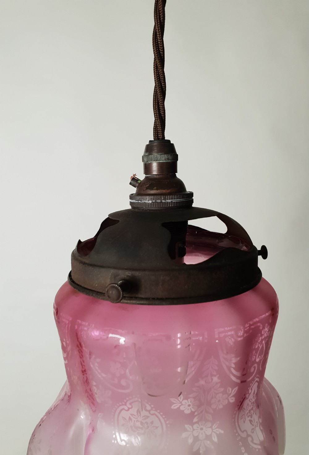 Cranberry Ceiling Light with Distressed Gallery, Rewired  View XV