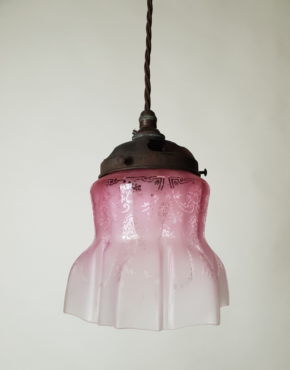 Cranberry Ceiling Light with Distressed Gallery, Rewired 