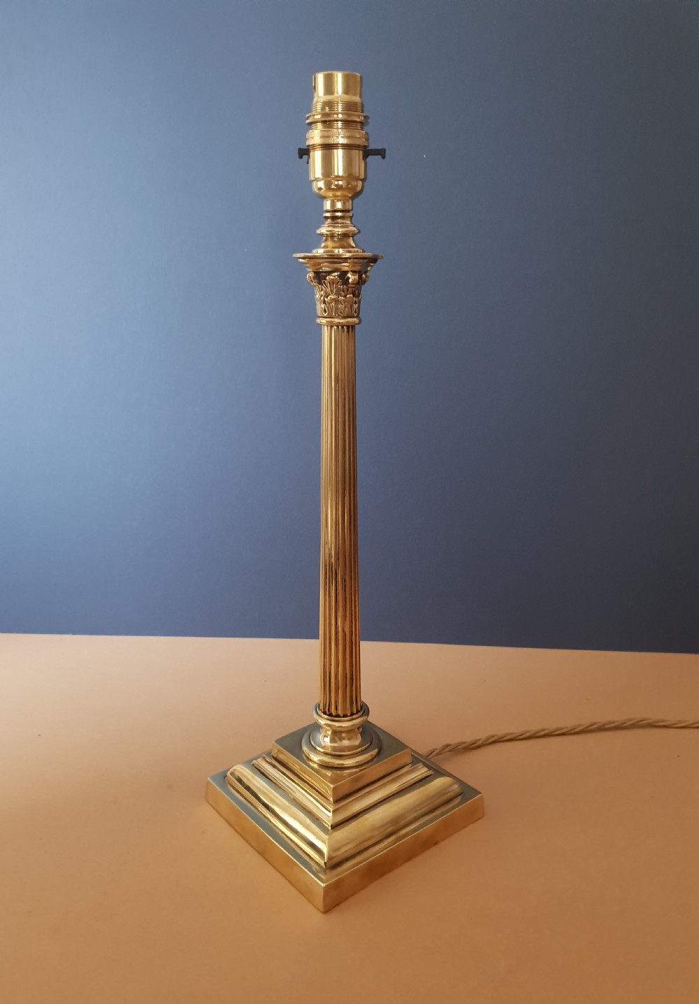 High Quality Brass Corinthian Column Table Lamp, Rewired and PAT tested 