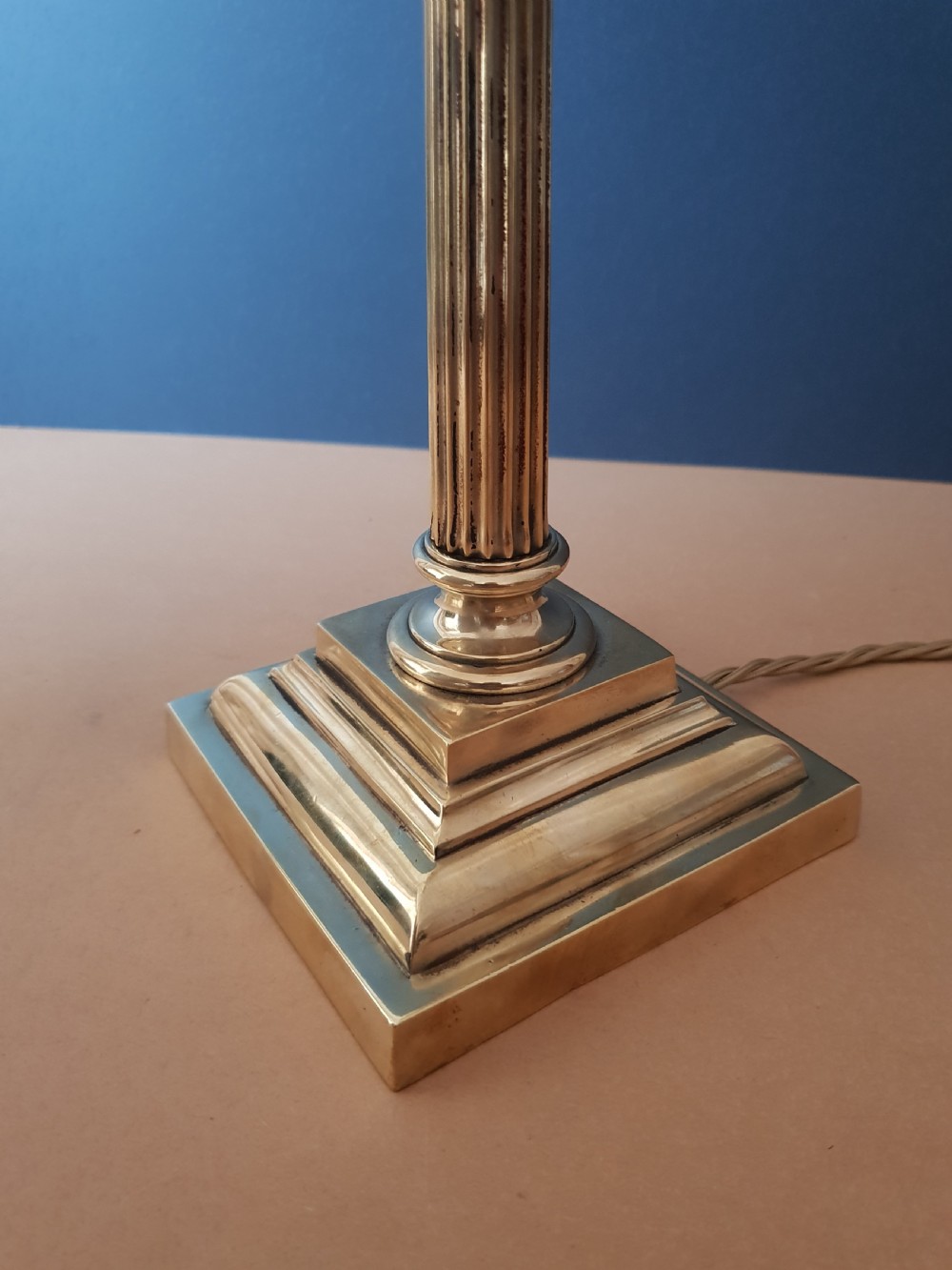 High Quality Brass Corinthian Column Table Lamp, Rewired and PAT tested  View II