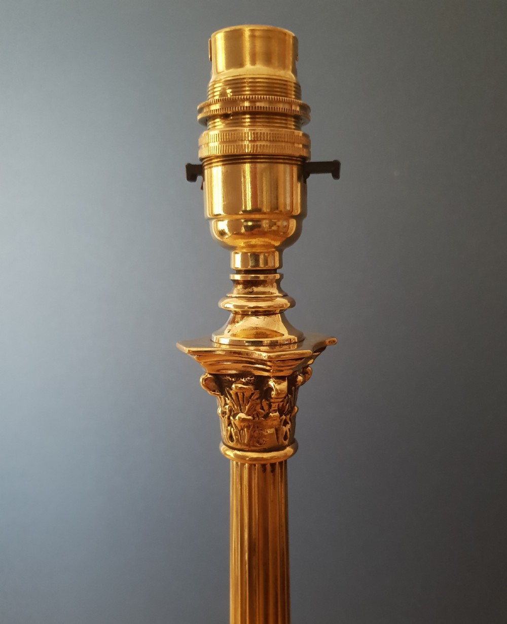 High Quality Brass Corinthian Column Table Lamp, Rewired and PAT tested  View III