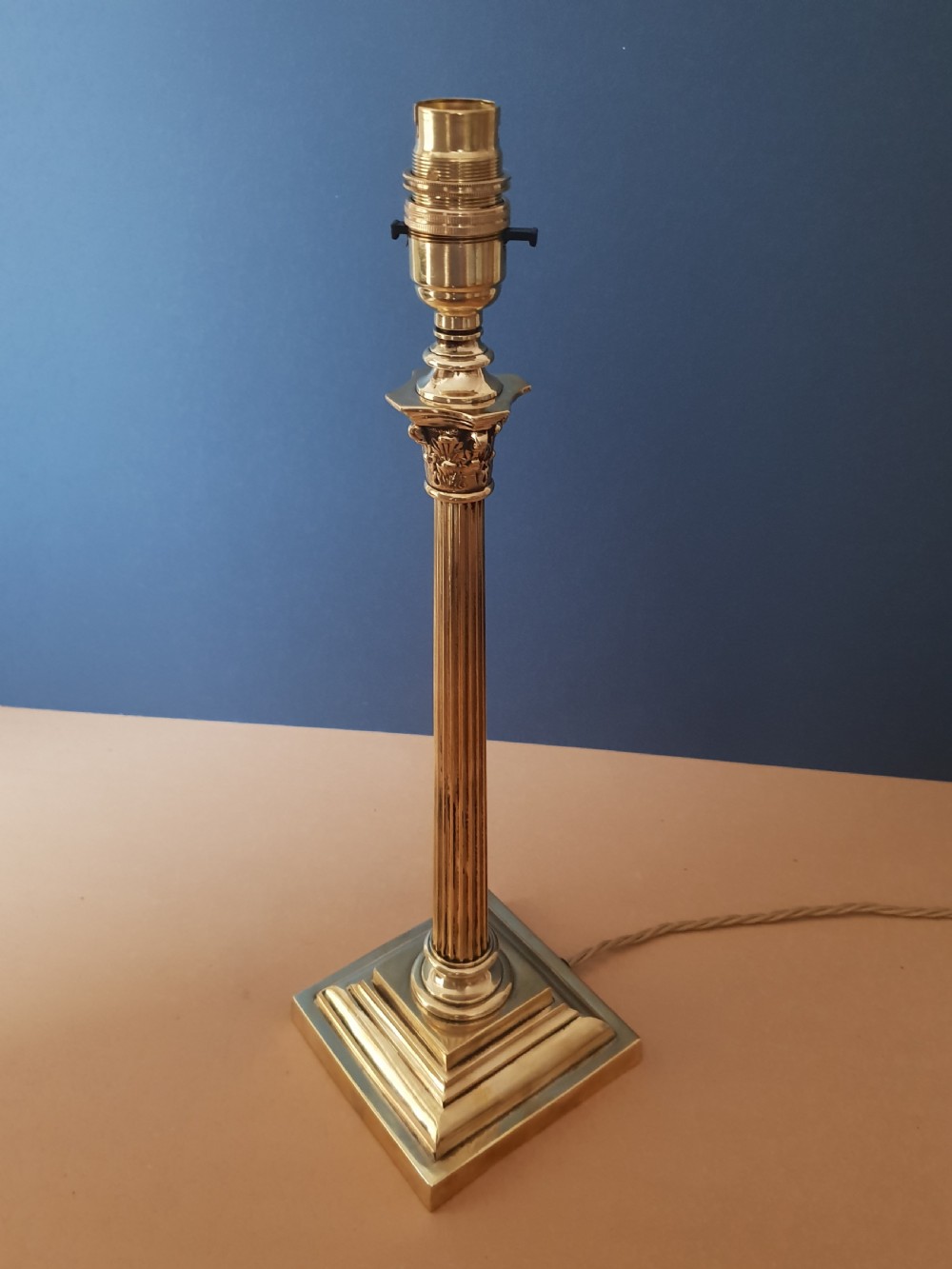 High Quality Brass Corinthian Column Table Lamp, Rewired and PAT tested  View IV
