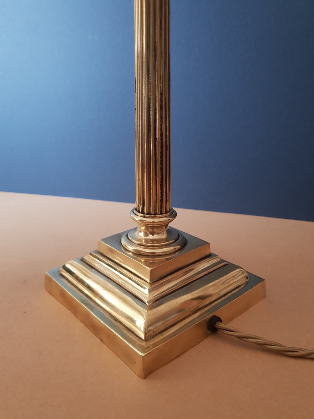 High Quality Brass Corinthian Column Table Lamp, Rewired and PAT tested  View V