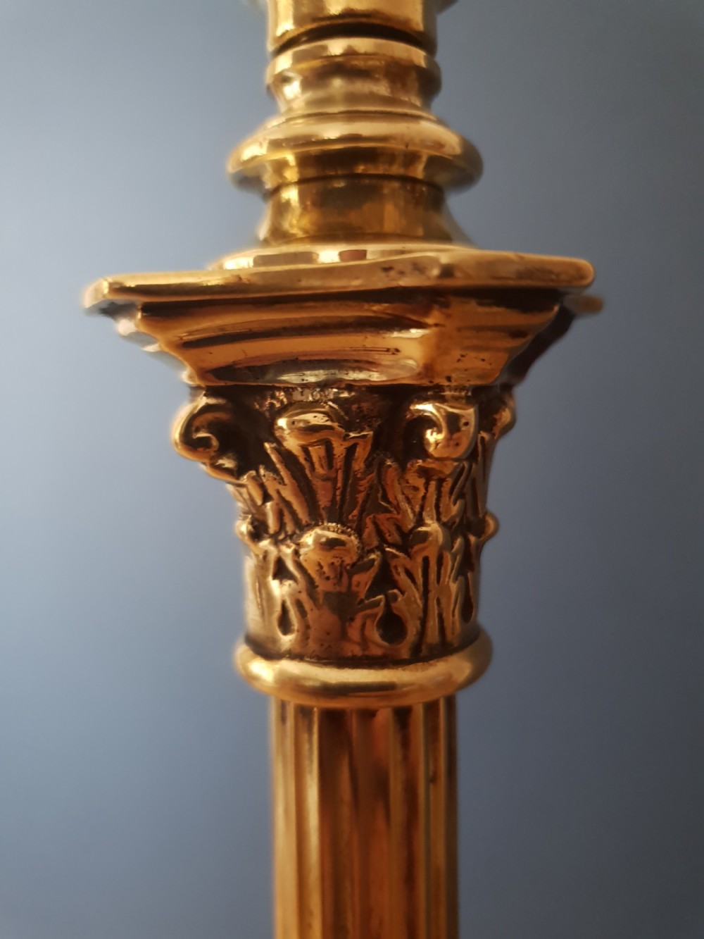 High Quality Brass Corinthian Column Table Lamp, Rewired and PAT tested  View X