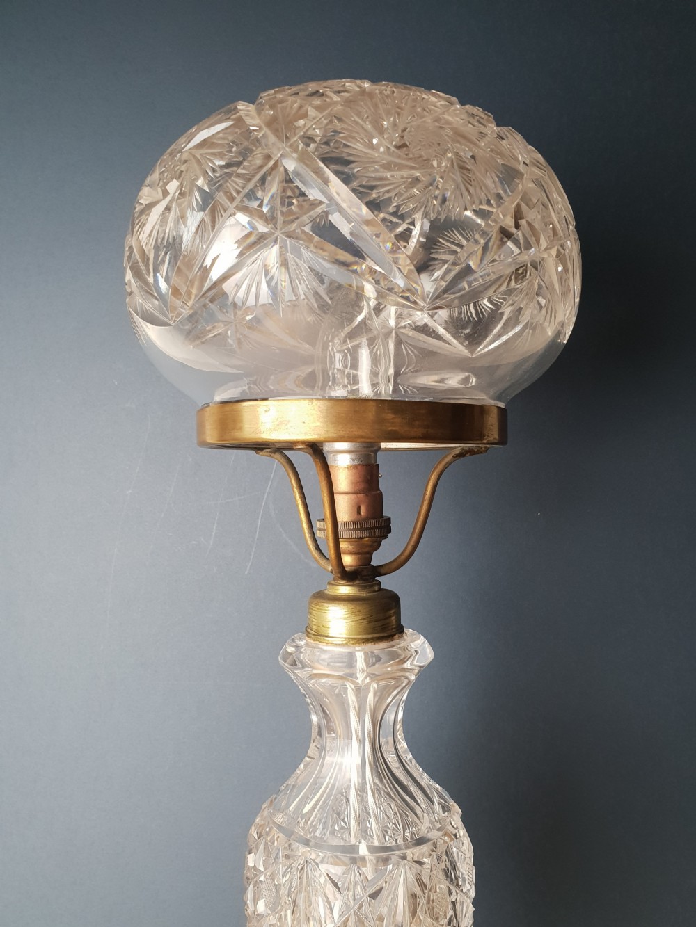 Tall Cut Crystal Tiffany Lamp; Rewired and PAT tested  View V