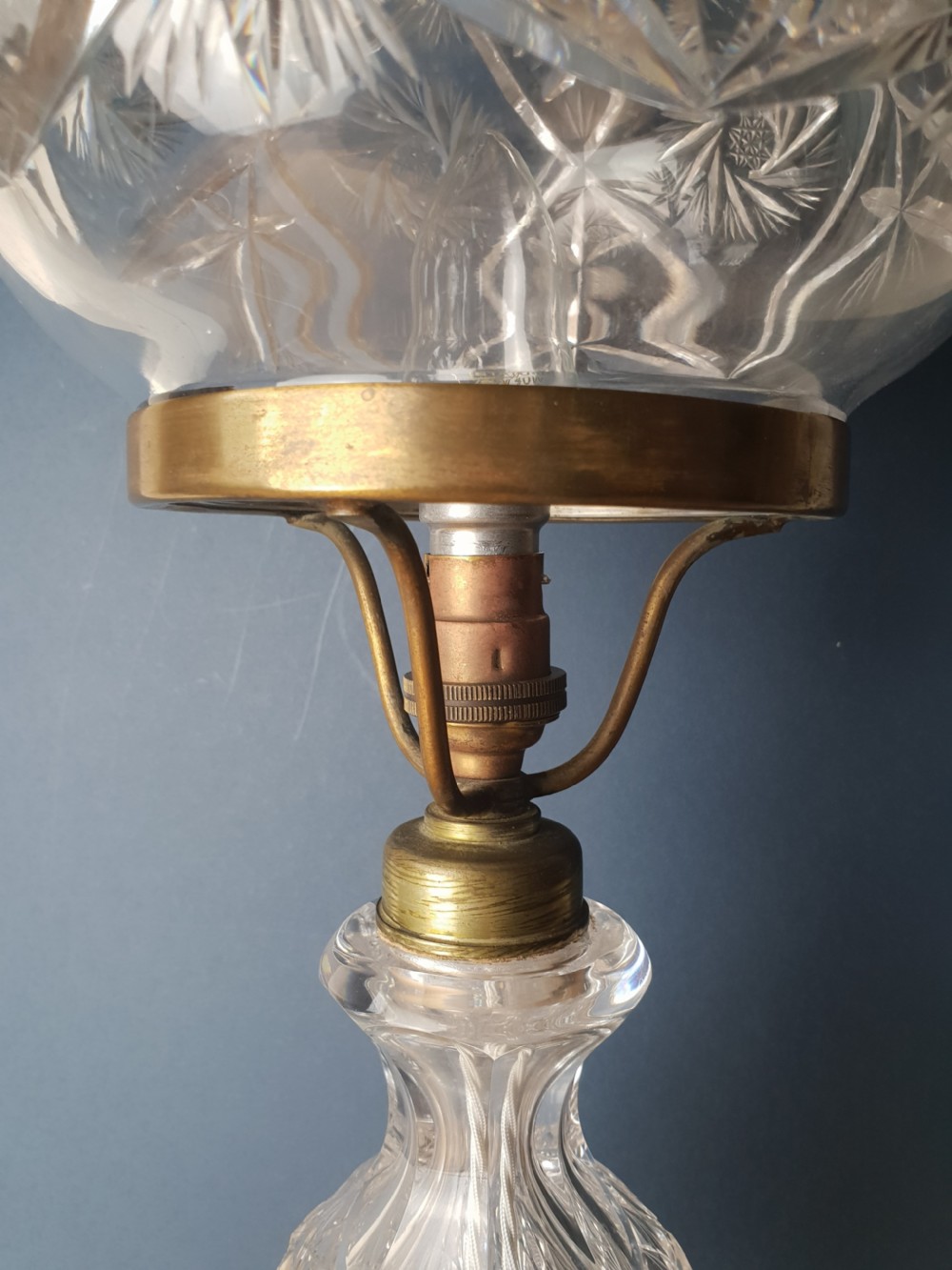 Tall Cut Crystal Tiffany Lamp; Rewired and PAT tested  View X