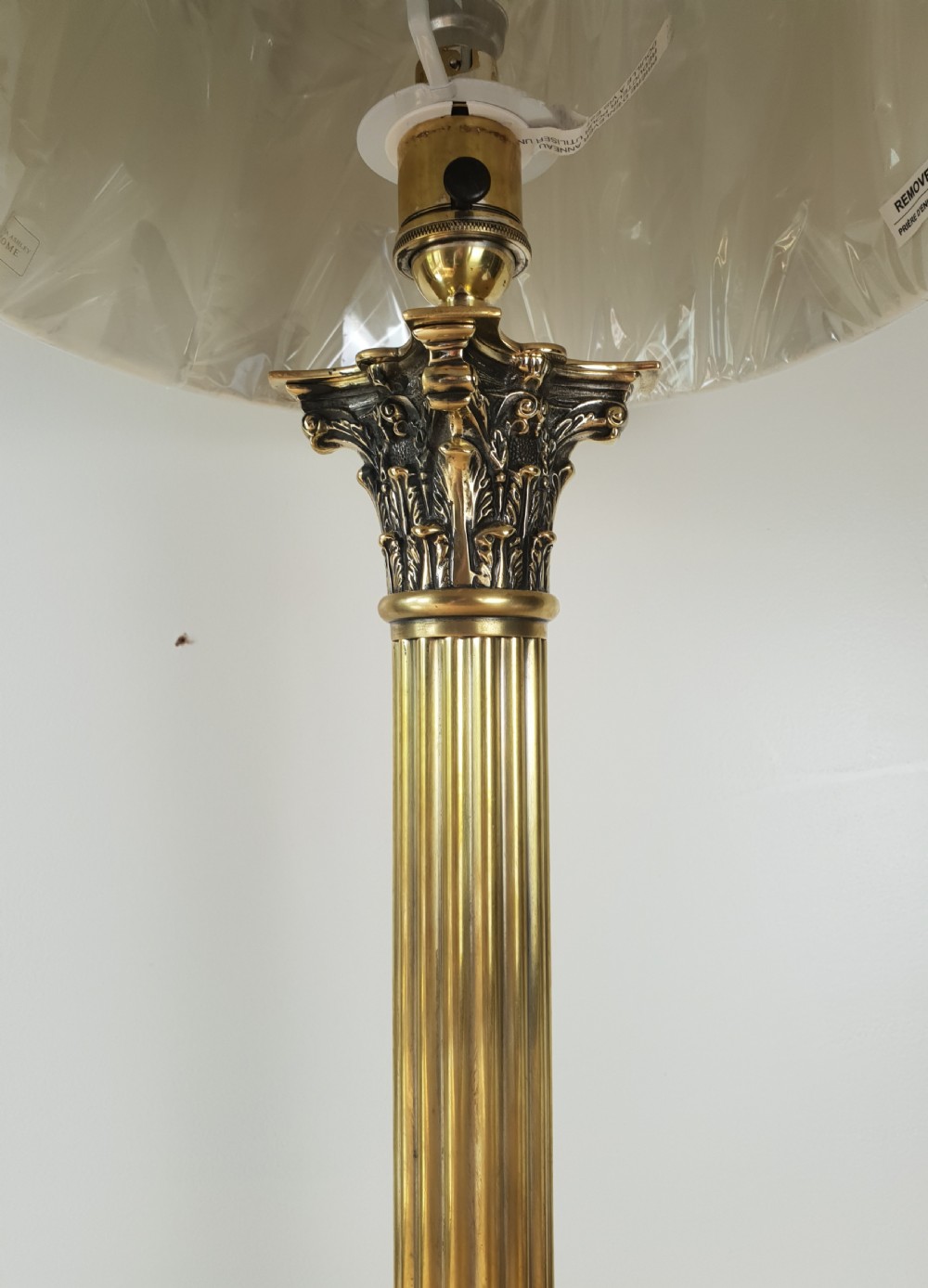 Large Brass Corinthian Column Table Lamp, Rewired and PAT tested  View III