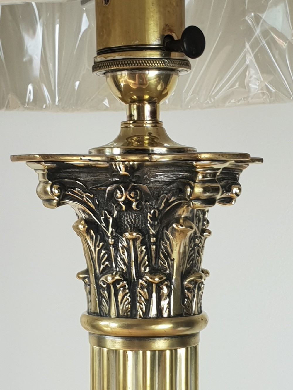 Large Brass Corinthian Column Table Lamp, Rewired and PAT tested  View VII