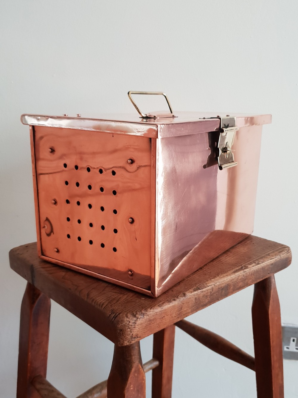 c1880 Copper Carriage Warmer Clasped Box, Alexander & Fowler Liverpool 