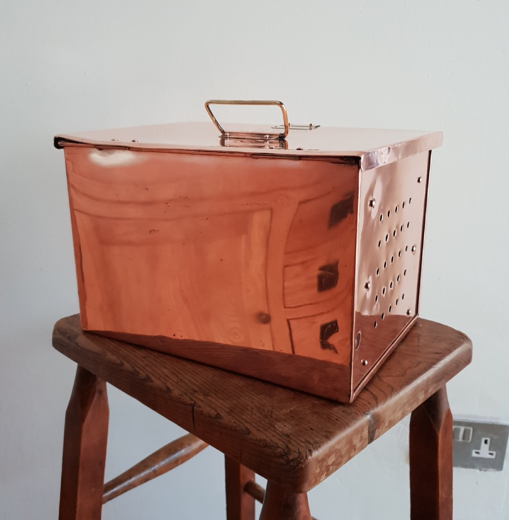c1880 Copper Carriage Warmer Clasped Box, Alexander & Fowler Liverpool  View VI