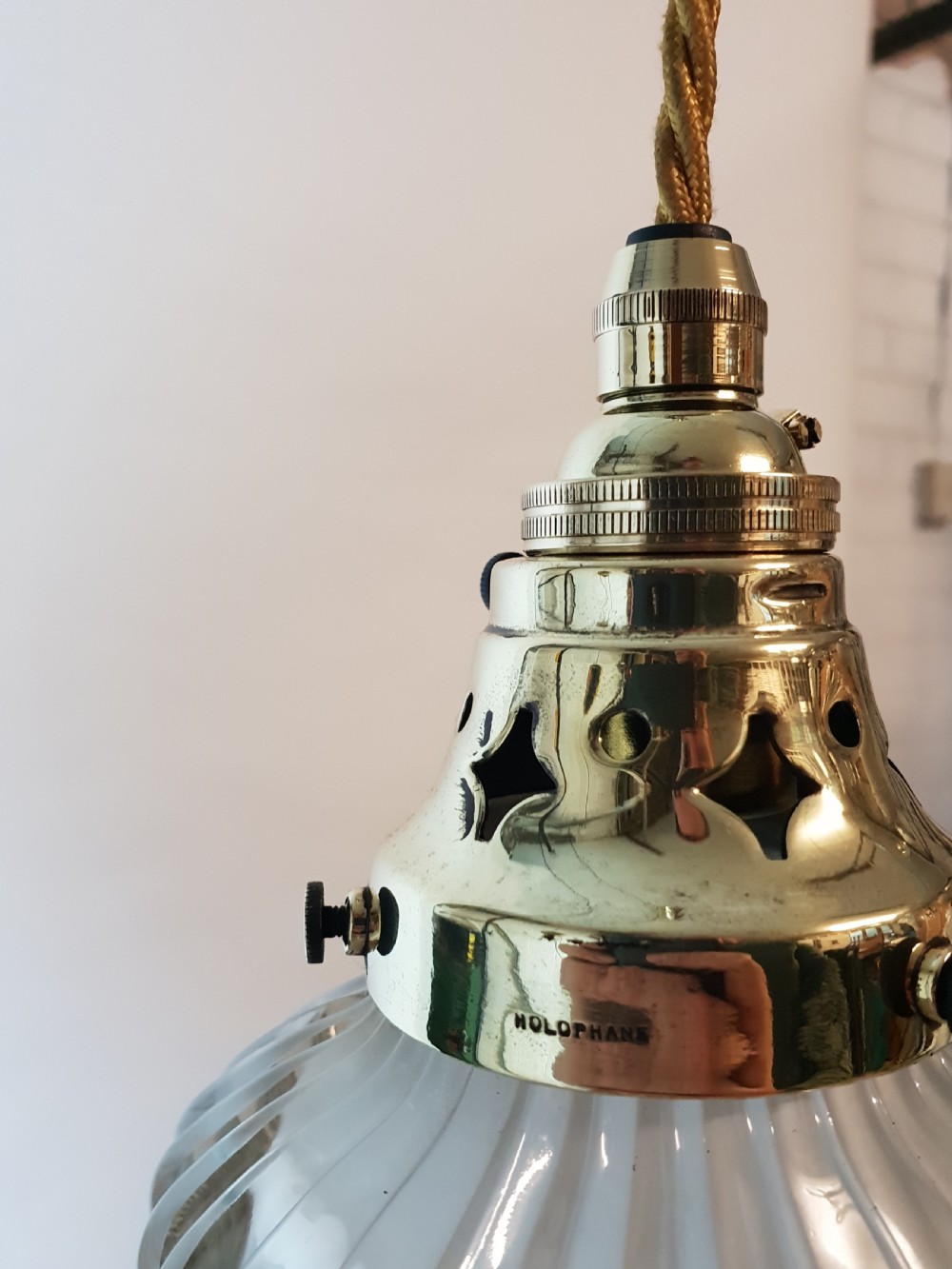 Very Unusual Holophane Ceiling Light, Rewired  View IX