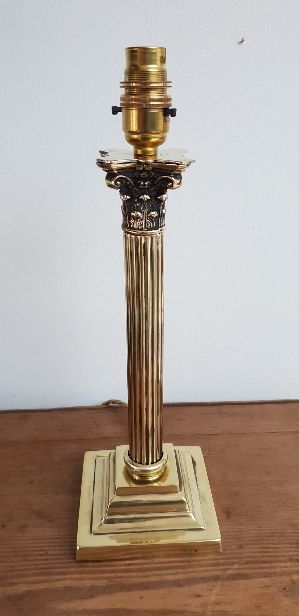 c1910 Brass Corinthian Column Table Lamp, Rewired and PAT tested 