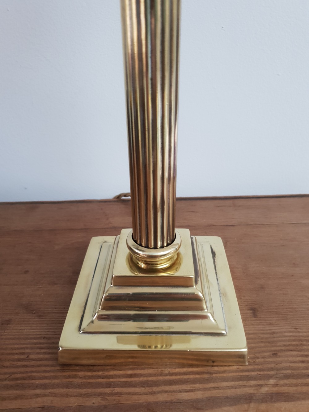 c1910 Brass Corinthian Column Table Lamp, Rewired and PAT tested  View II