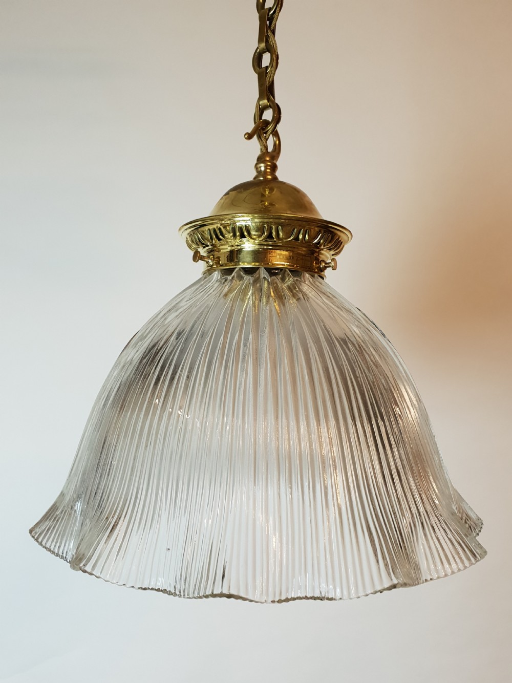 Single Huge Holophane Ceiling Light, Rewired 