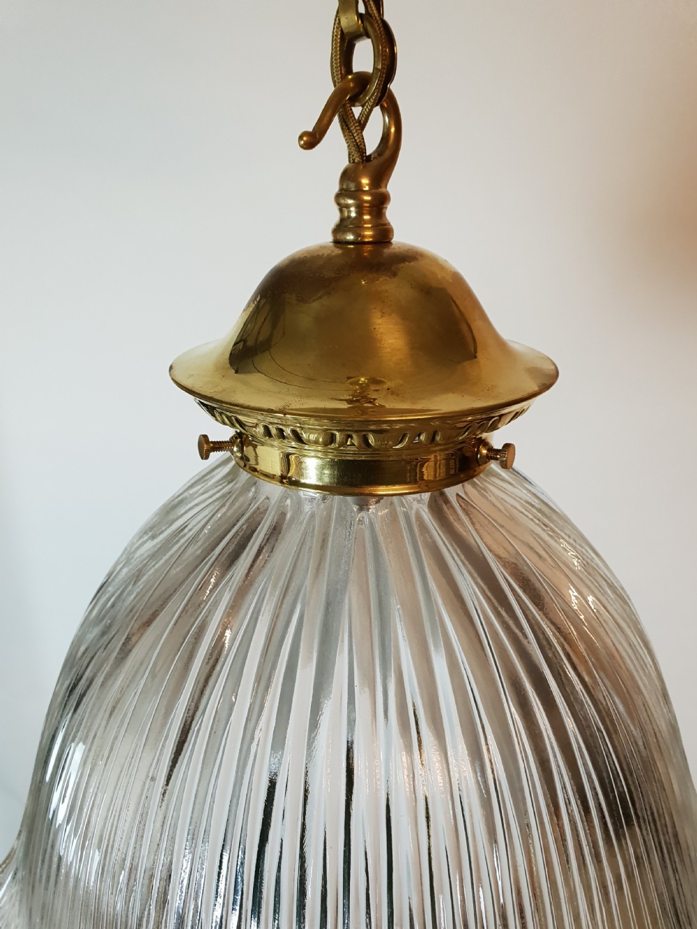 Single Huge Holophane Ceiling Light, Rewired  View III