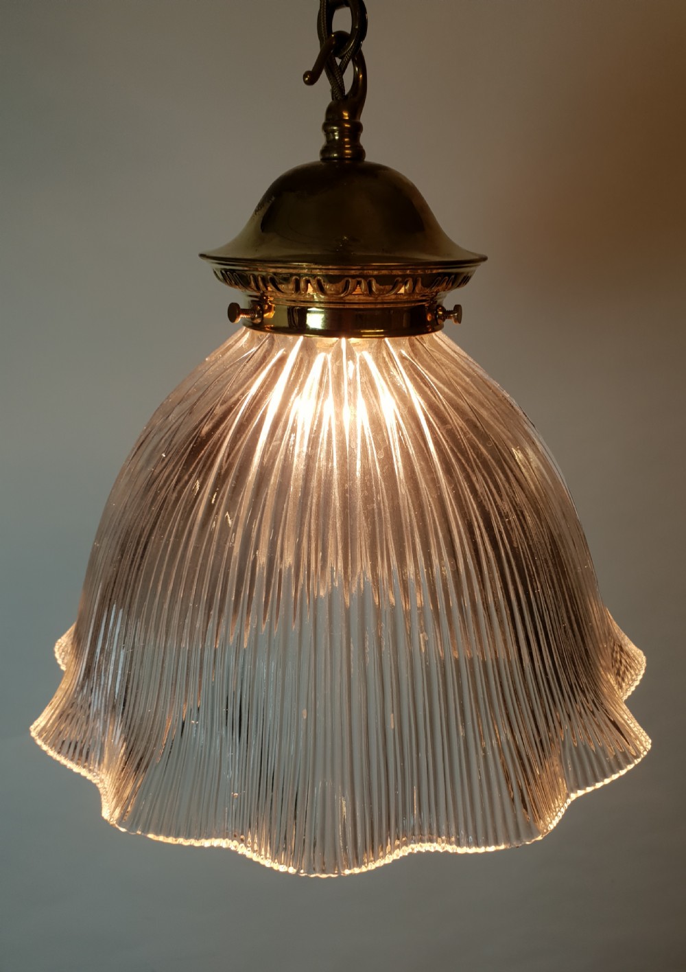 Single Huge Holophane Ceiling Light, Rewired  View V