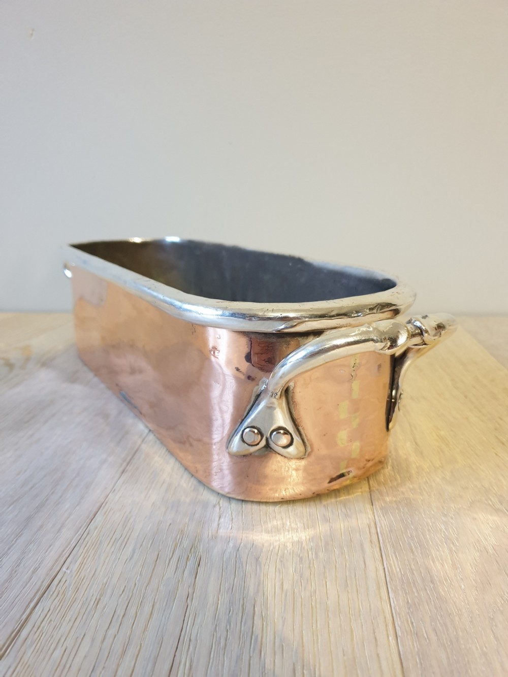 Copper and Silver Plate Fish Kettle from Dorchester Hotel circa 1920 View V