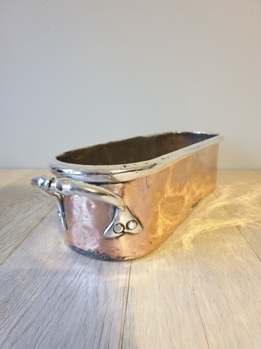 Copper and Silver Plate Fish Kettle from Dorchester Hotel circa 1920 View X