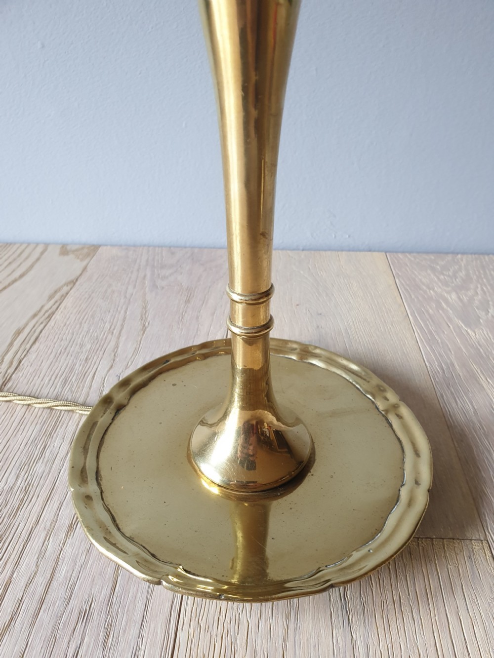 Tall Brass Table Lamp, Rewired and PAT tested  View II