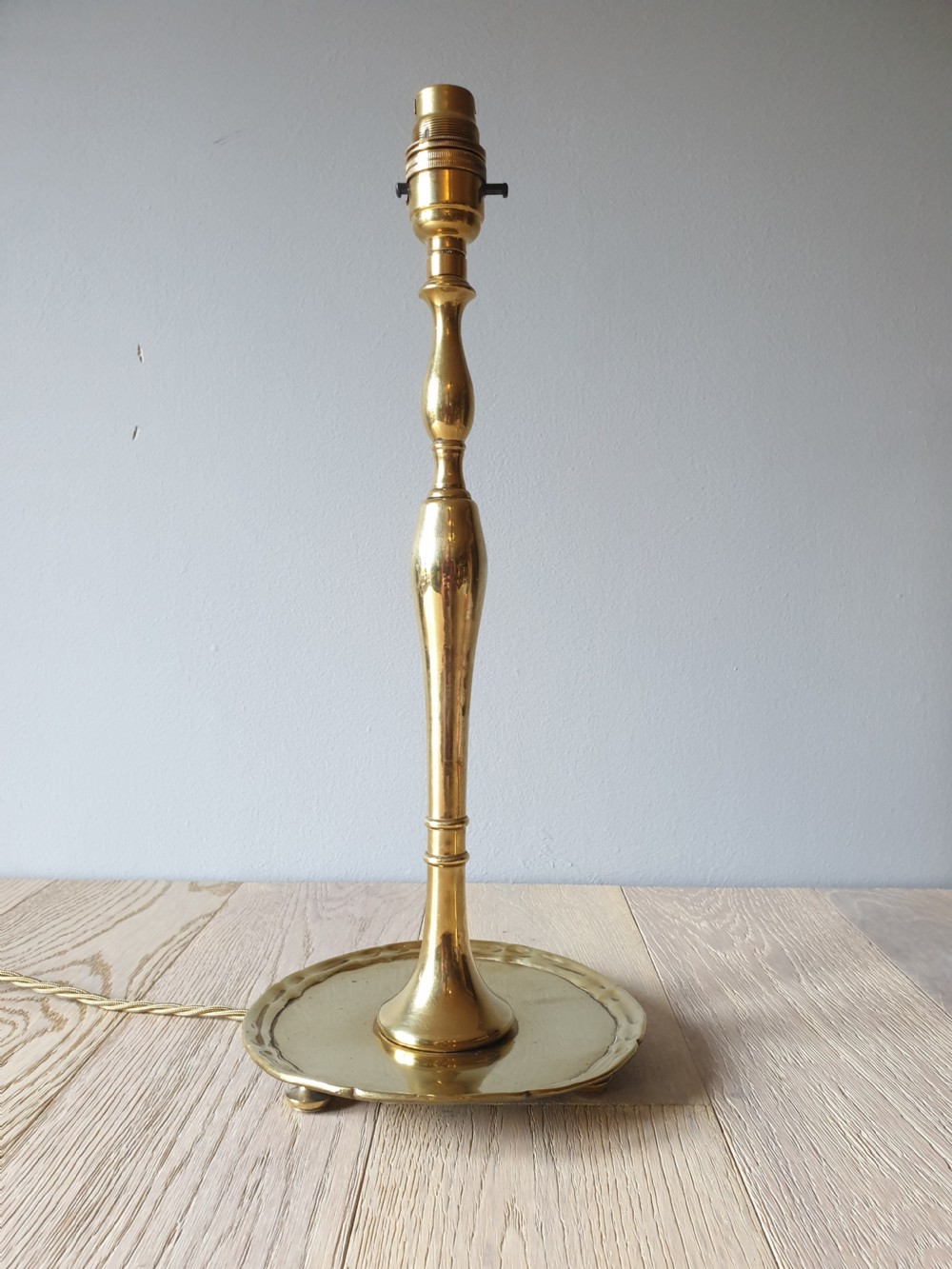Tall Brass Table Lamp, Rewired and PAT tested  View III