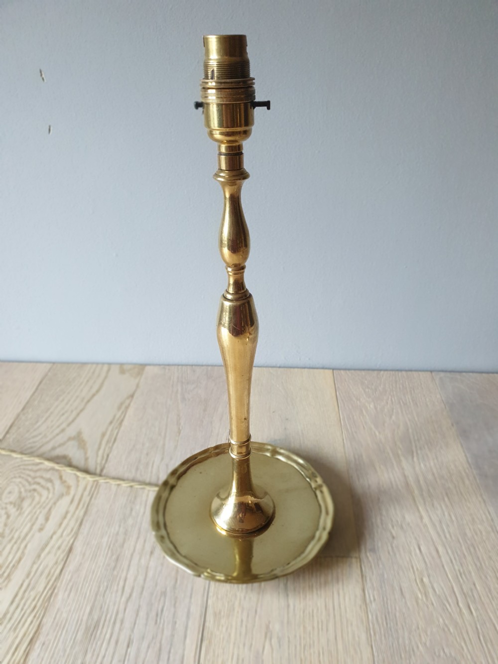 Tall Brass Table Lamp, Rewired and PAT tested  View V
