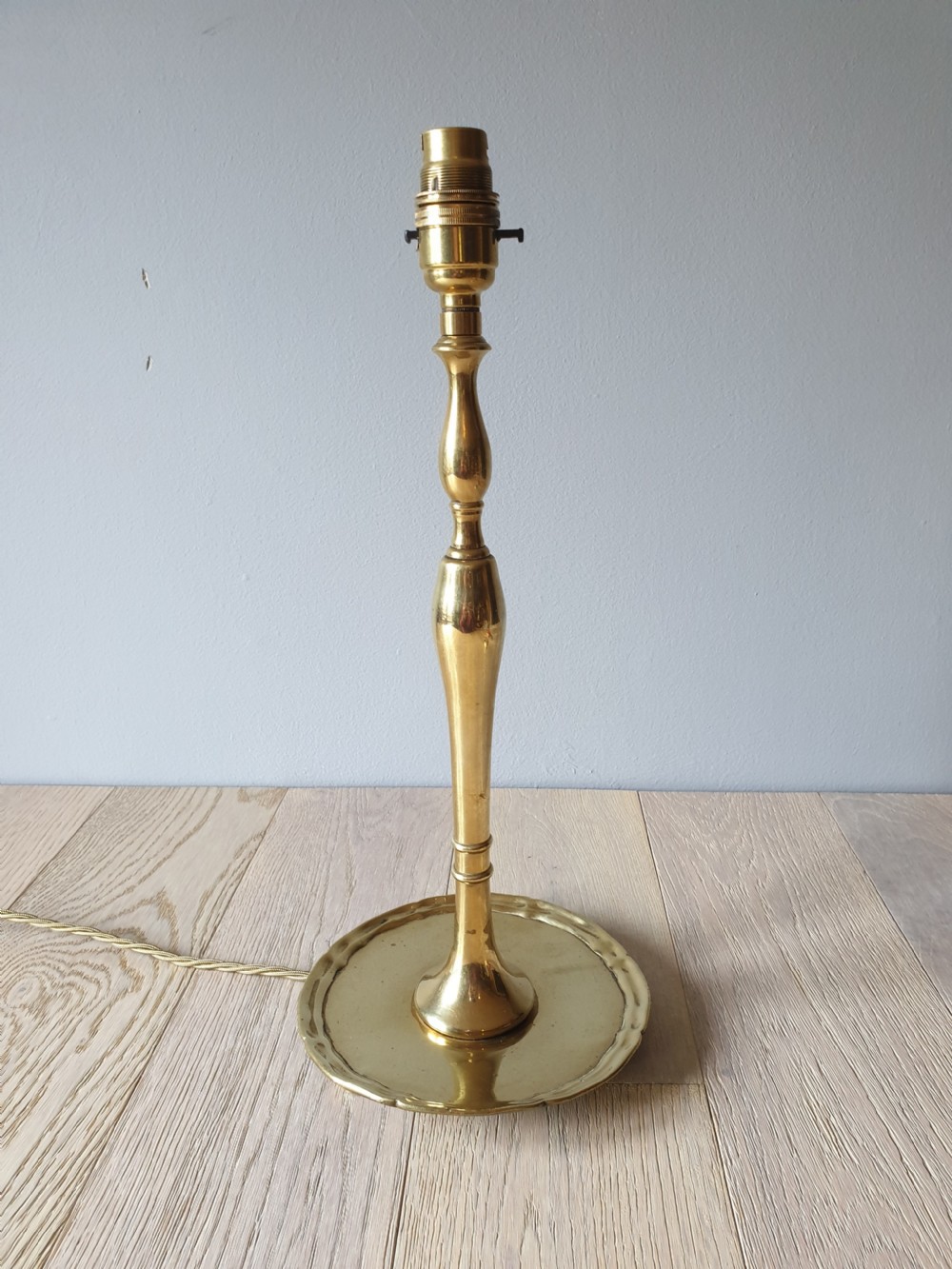 Tall Brass Table Lamp, Rewired and PAT tested  View VI