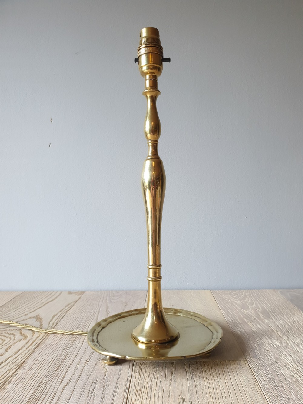 Tall Brass Table Lamp, Rewired and PAT tested  View VII