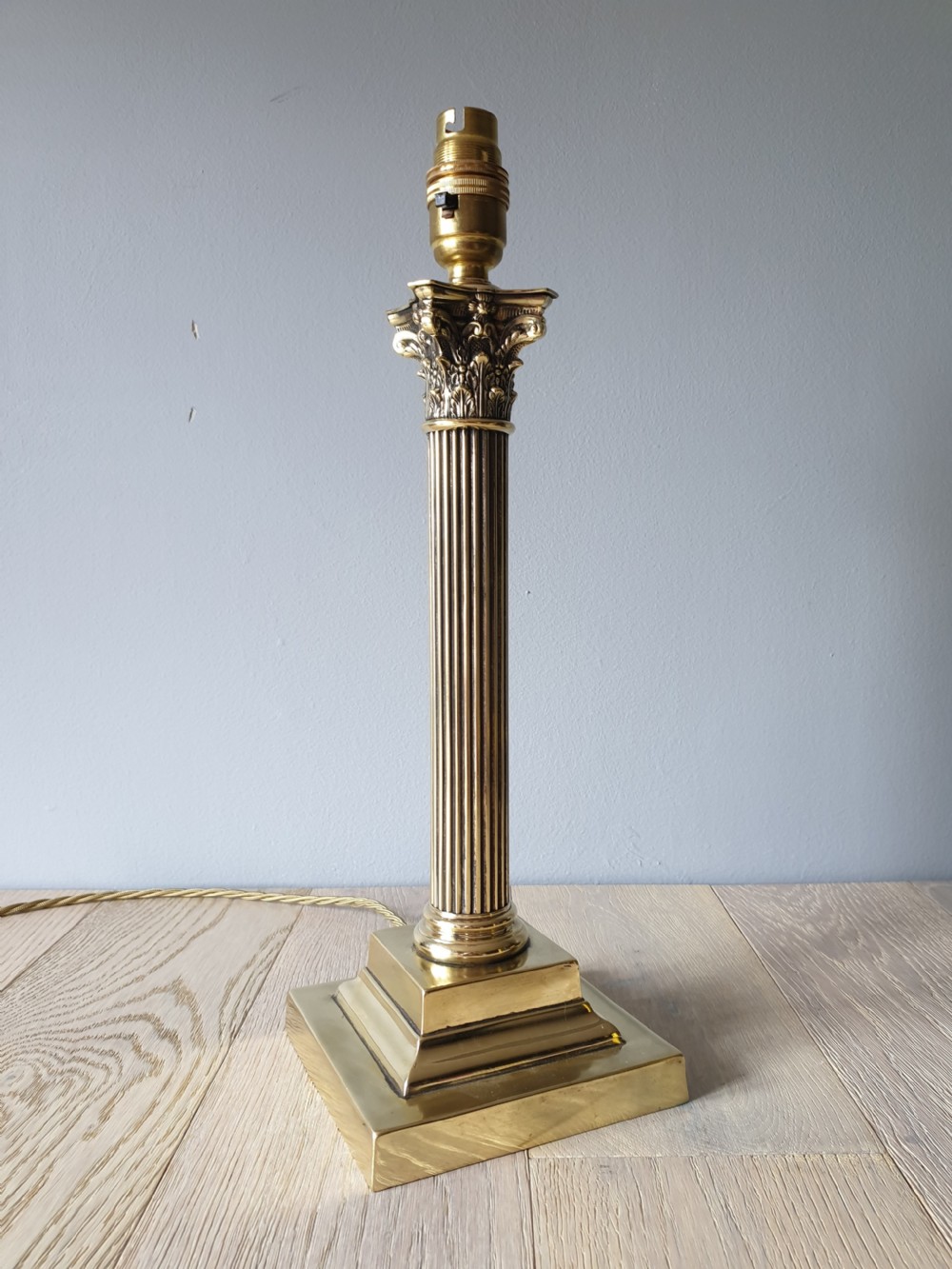 c1910 Corinthian Column Brass Table Lamp, Rewired and PAT tested 