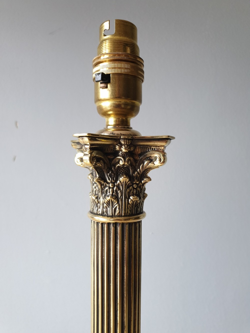 c1910 Corinthian Column Brass Table Lamp, Rewired and PAT tested  View IV