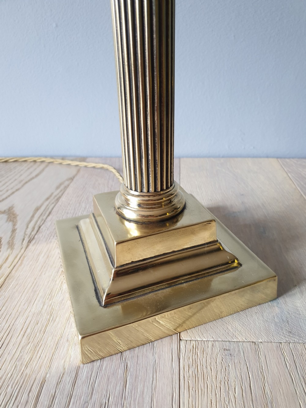 c1910 Corinthian Column Brass Table Lamp, Rewired and PAT tested  View V