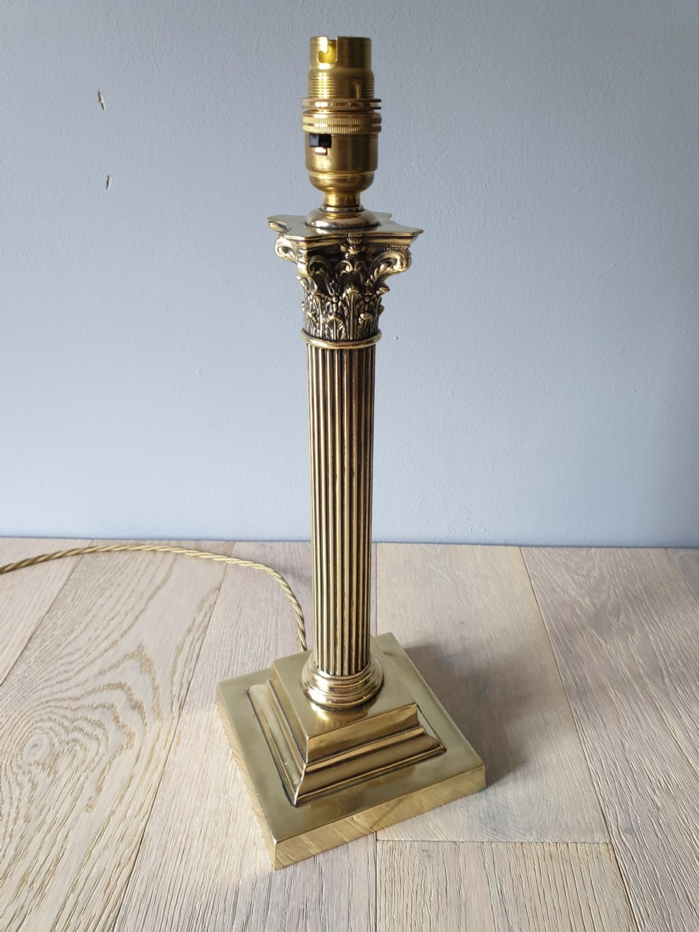 c1910 Corinthian Column Brass Table Lamp, Rewired and PAT tested  View VII