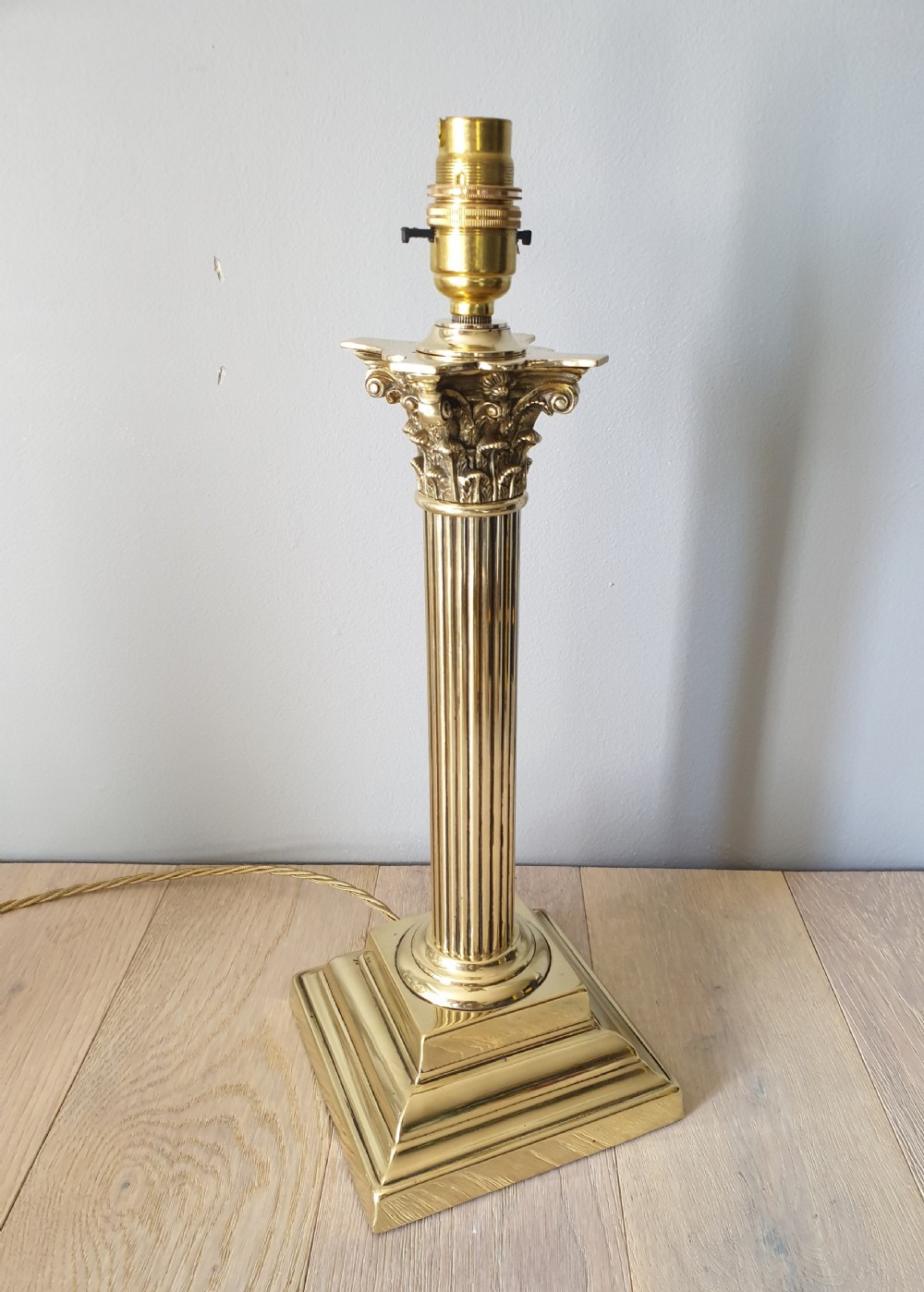 c1910 Corinthian Column Brass Table Lamp, Rewired and PAT tested 