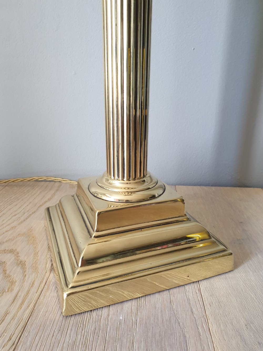 c1910 Corinthian Column Brass Table Lamp, Rewired and PAT tested  View IV