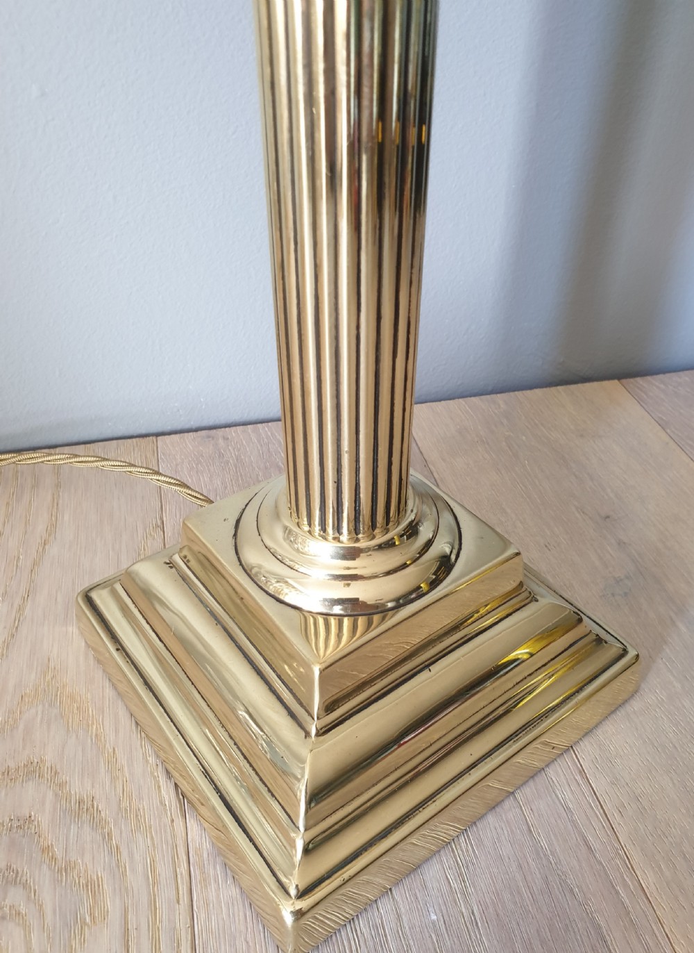 c1910 Corinthian Column Brass Table Lamp, Rewired and PAT tested  View VI