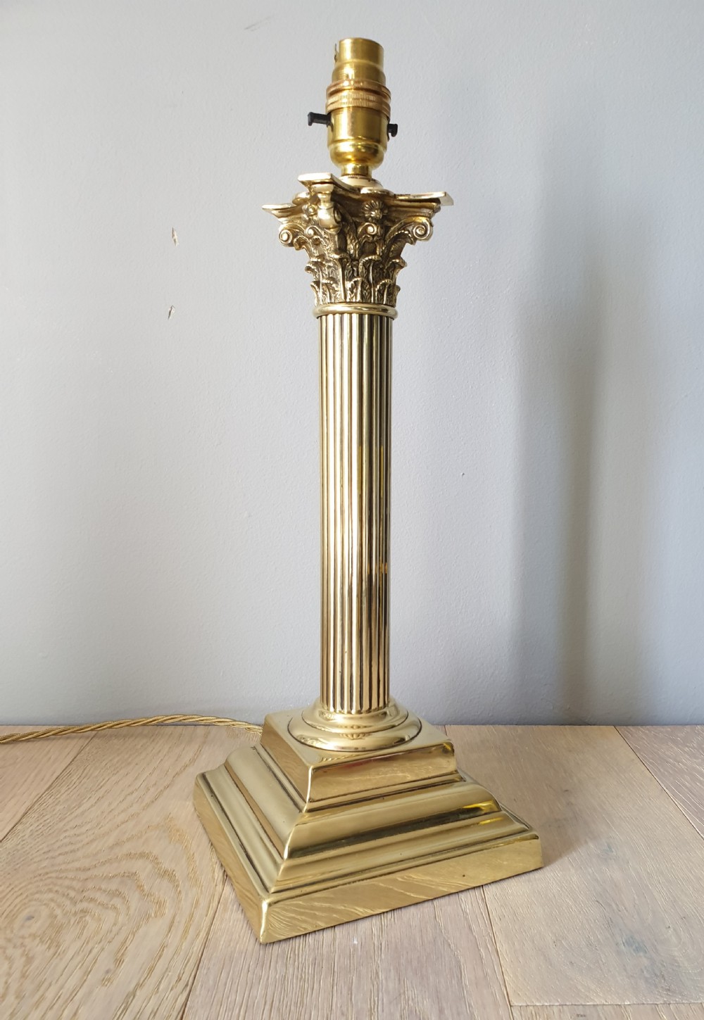 c1910 Corinthian Column Brass Table Lamp, Rewired and PAT tested  View VII