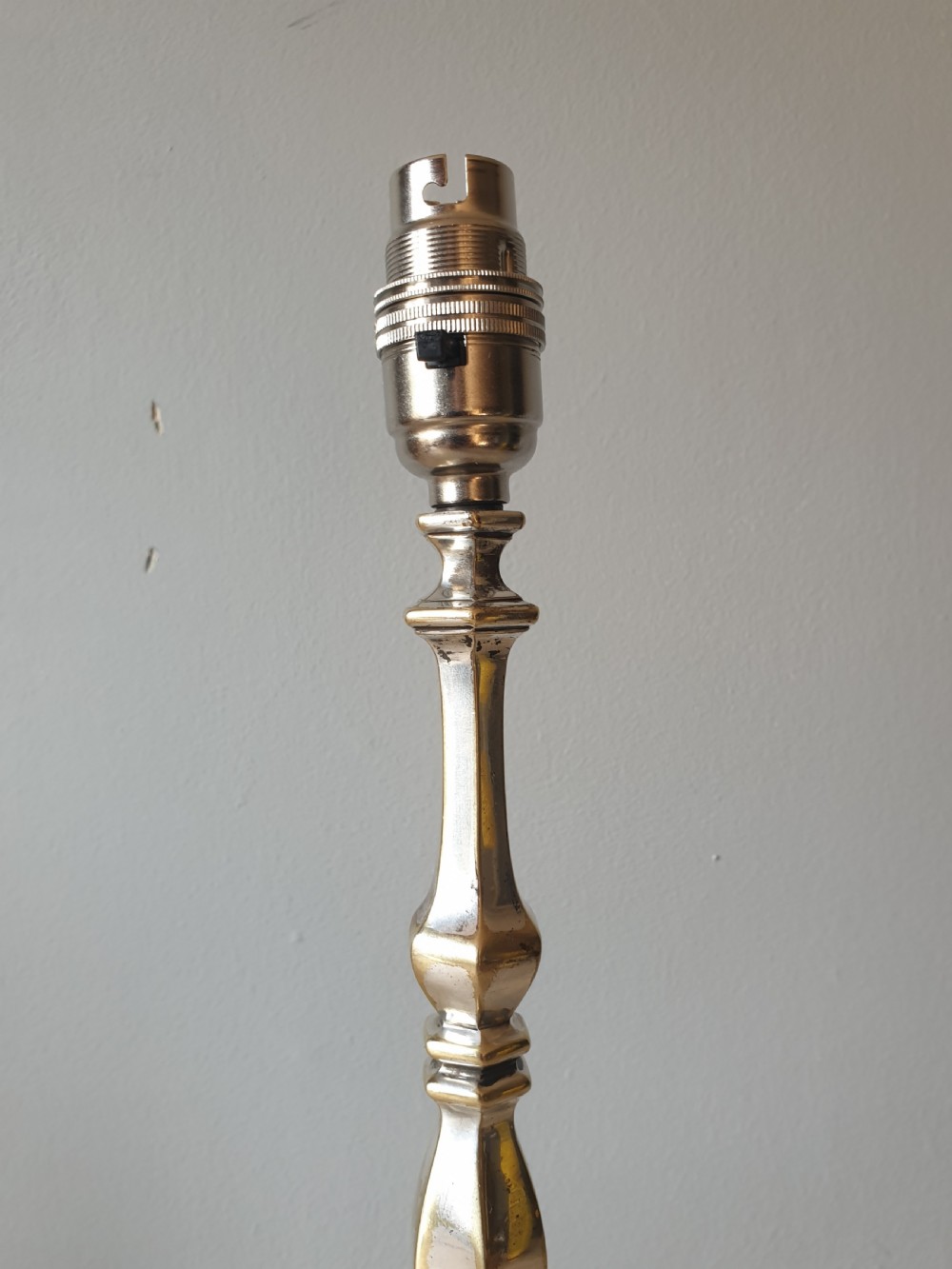 Distressed Silver Plated Brass Table Lamp, Rewired and PAT tested  View III