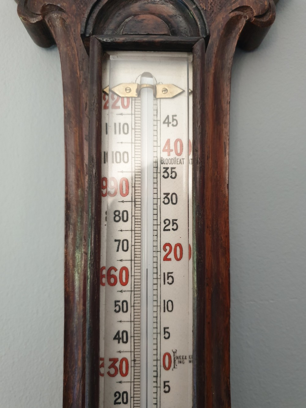 Butler of Blackburn Oak Banjo Barometer  View X
