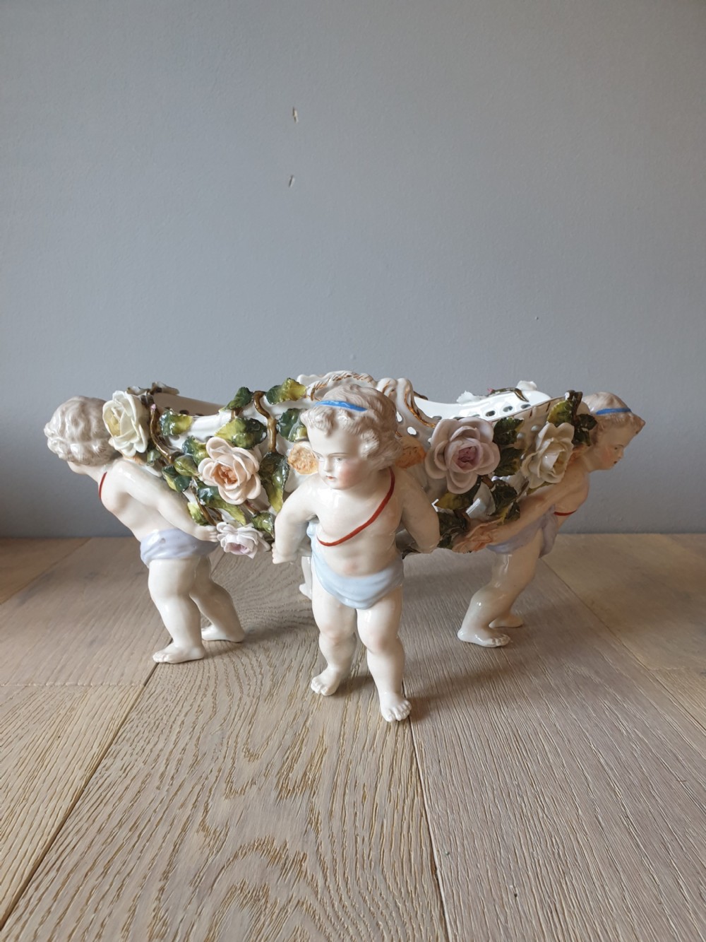 Pair of Continental Floral Cherub Bowls View II