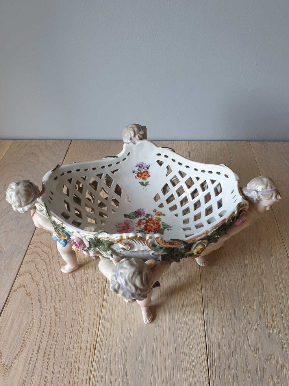 Pair of Continental Floral Cherub Bowls View IV