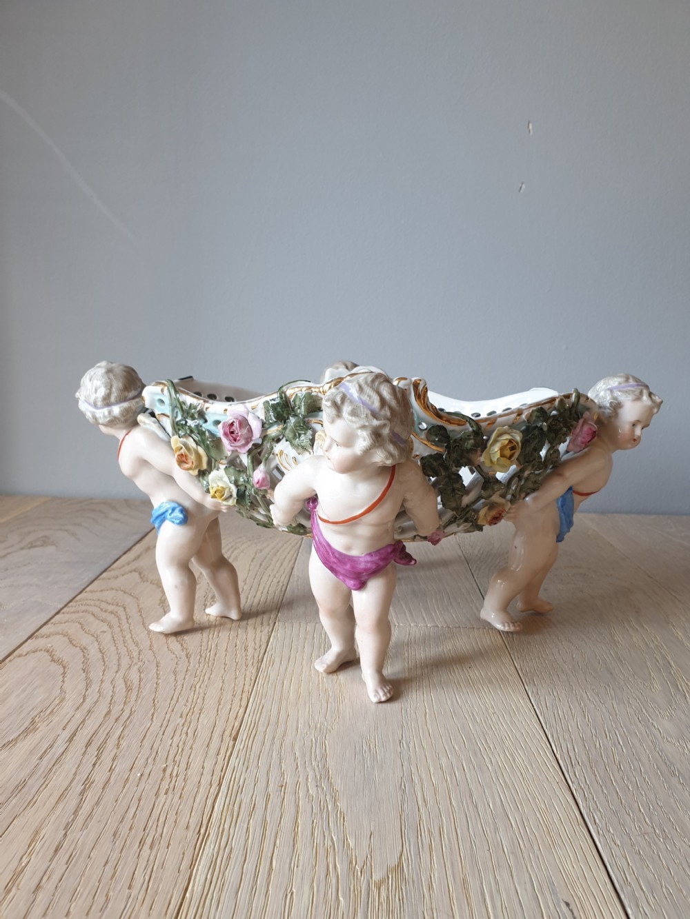 Pair of Continental Floral Cherub Bowls View V