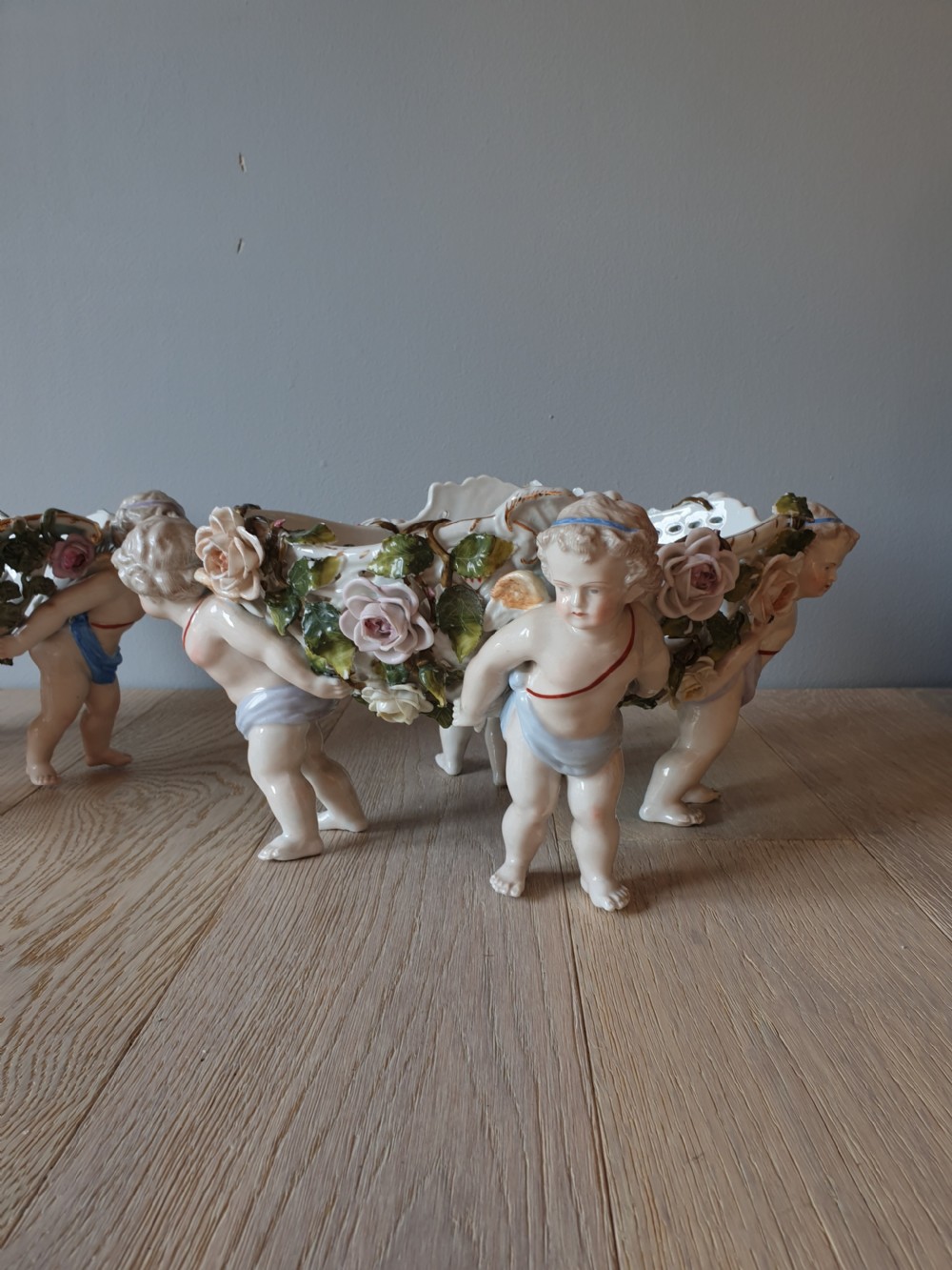 Pair of Continental Floral Cherub Bowls View X