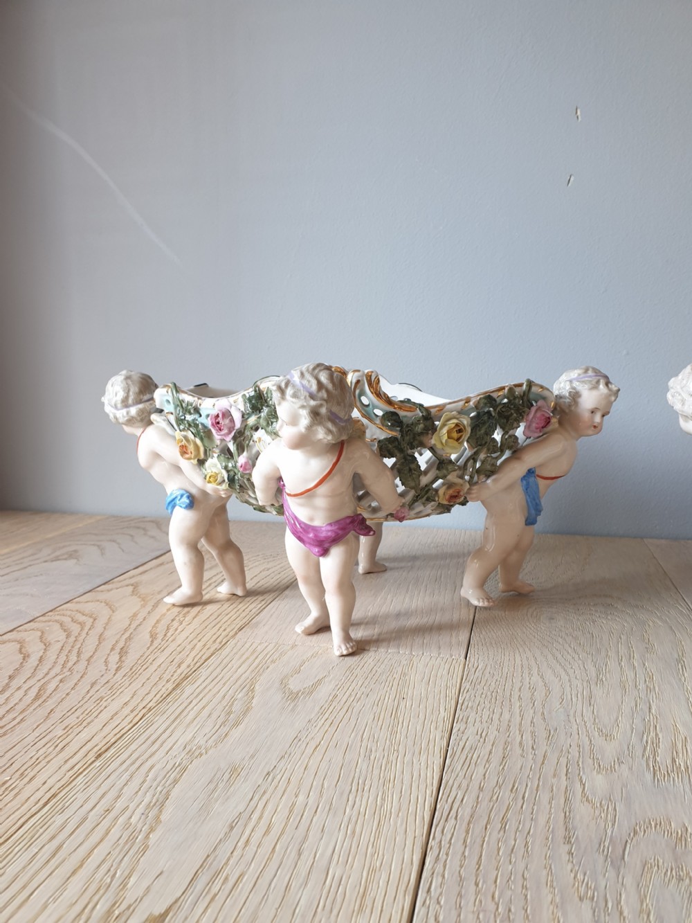 Pair of Continental Floral Cherub Bowls View XI