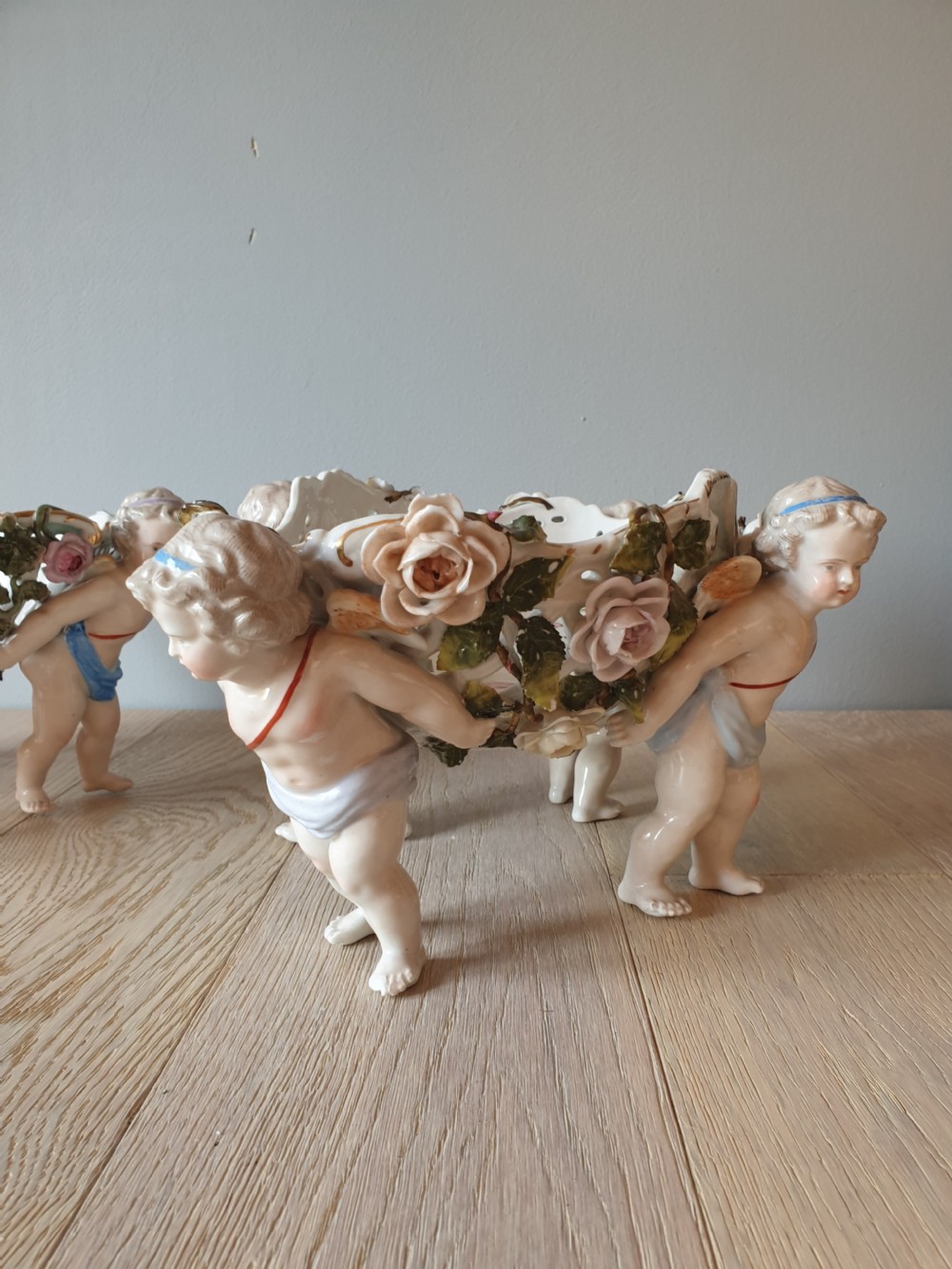 Pair of Continental Floral Cherub Bowls View XII