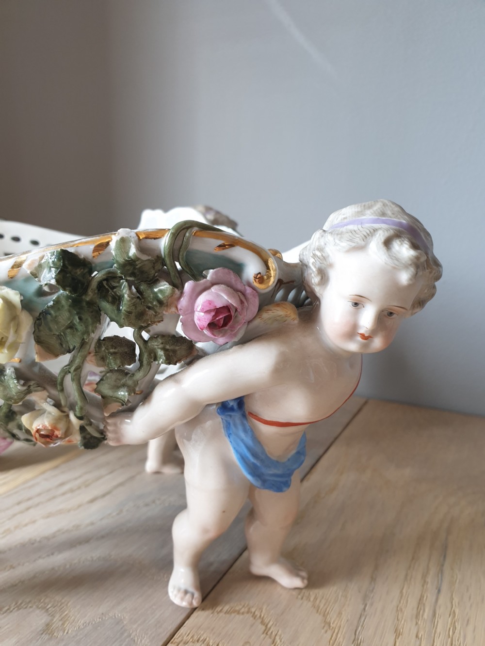 Pair of Continental Floral Cherub Bowls View XIV