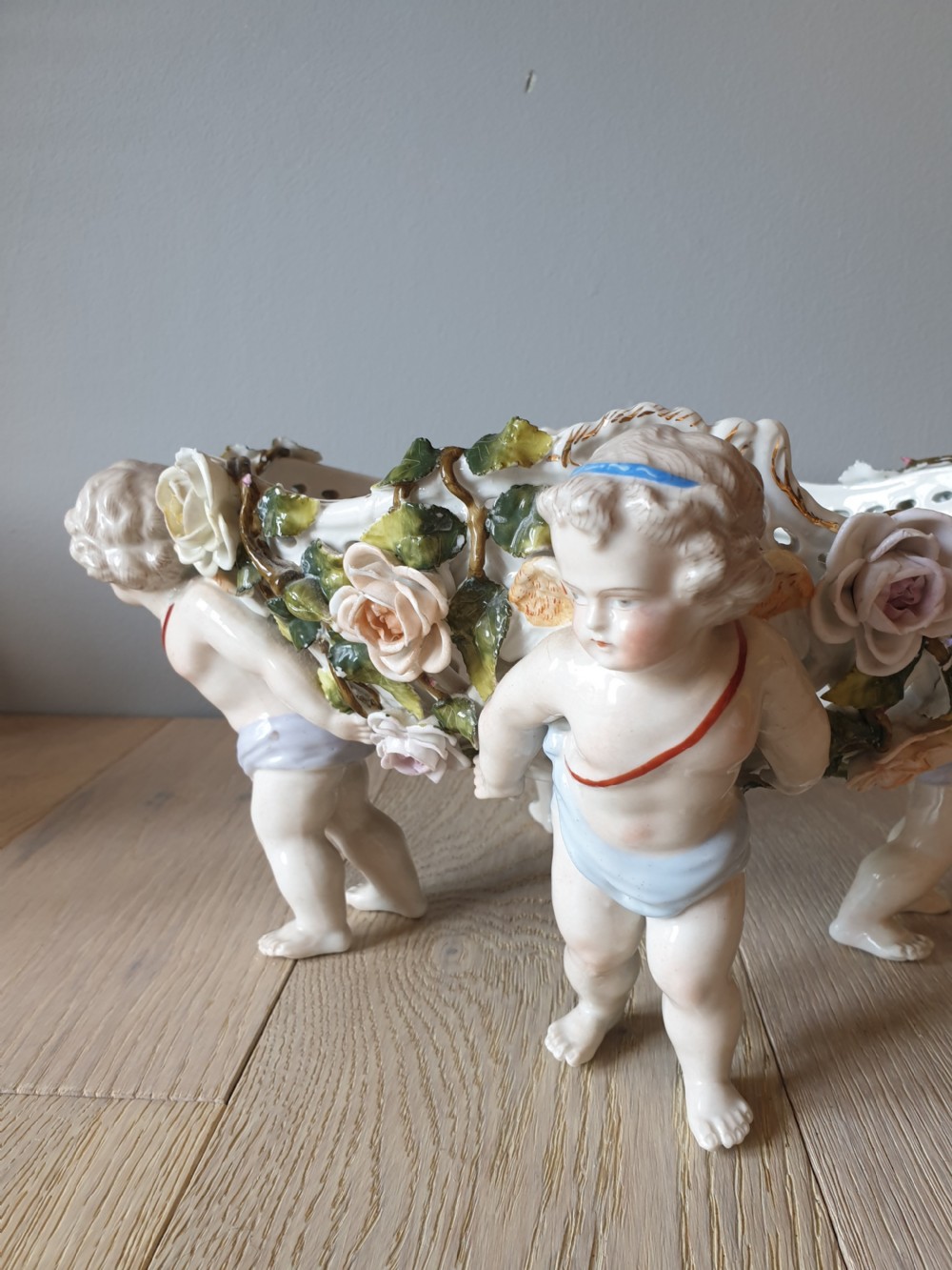 Pair of Continental Floral Cherub Bowls View XV