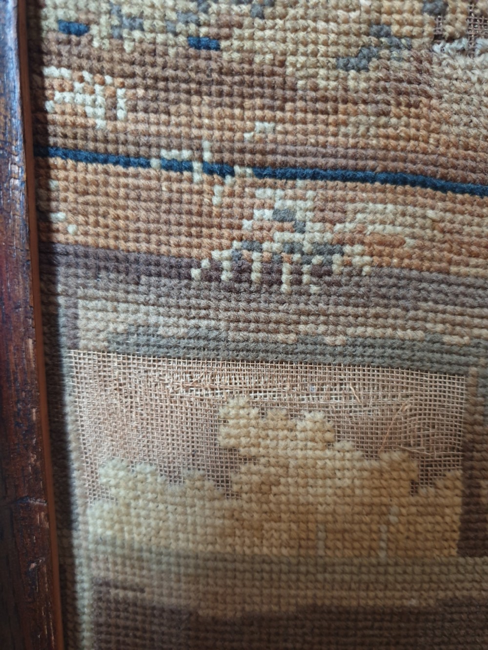 Large Victorian Tapestrie Needlework in Original Oak Frame  View XIII