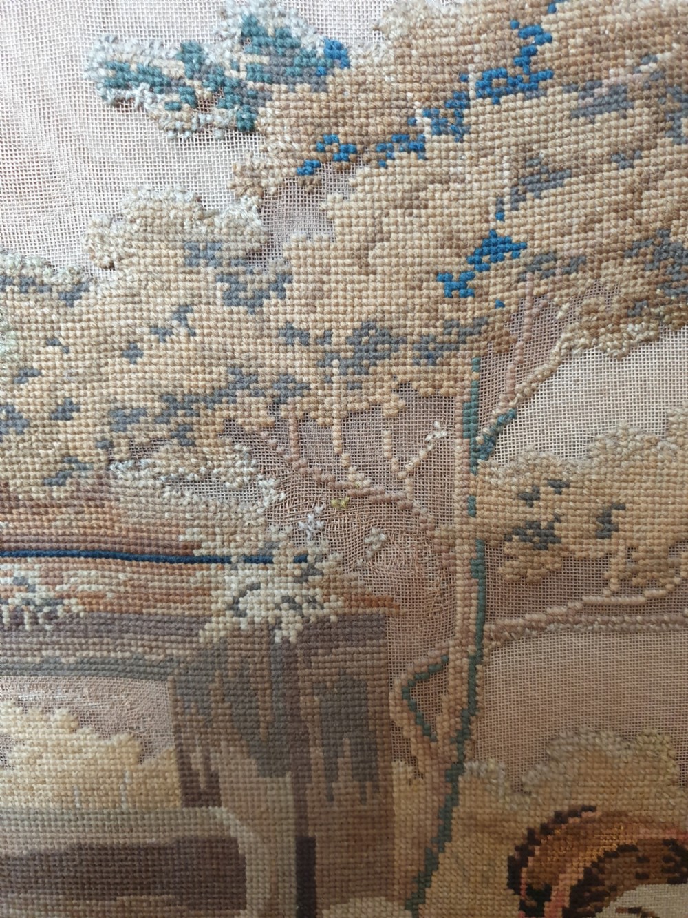 Large Victorian Tapestrie Needlework in Original Oak Frame  View XIV