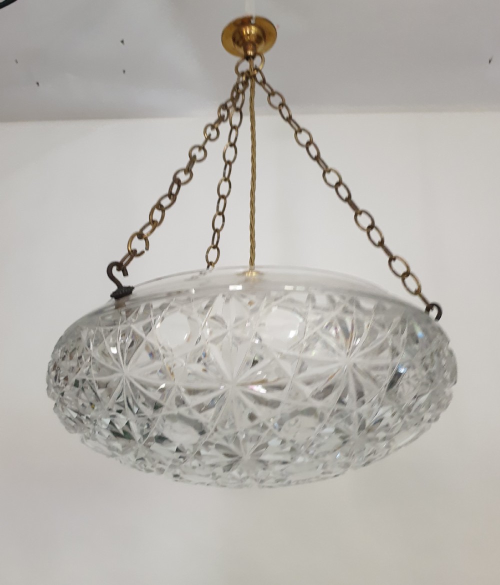 Large Cut Crystal Ceiling Light, Rewired 