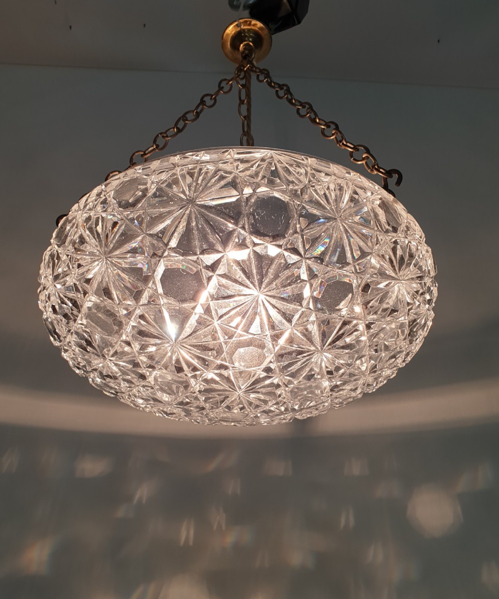 Large Cut Crystal Ceiling Light, Rewired  View VIII